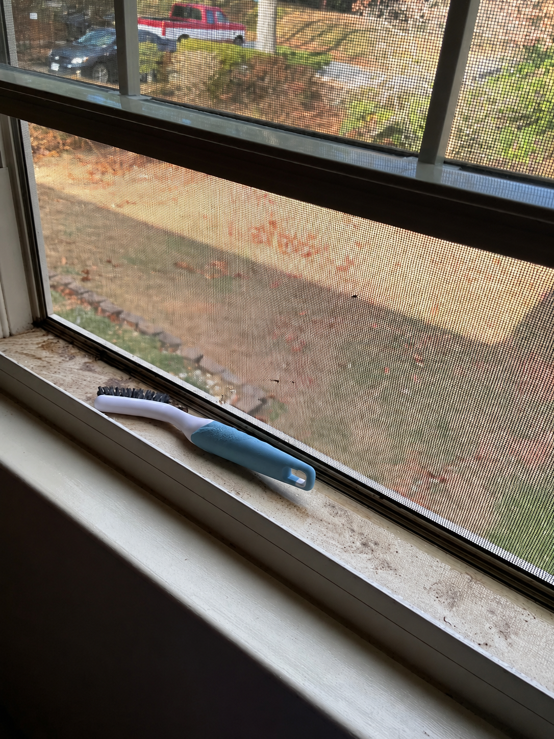 Dirty window before cleaning